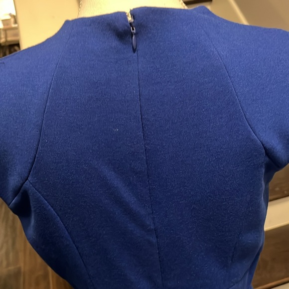 Sangria Royal Blue Sheath Dress V-neck Sleeveless 10P Top Stitching Details. - Picture 6 of 16